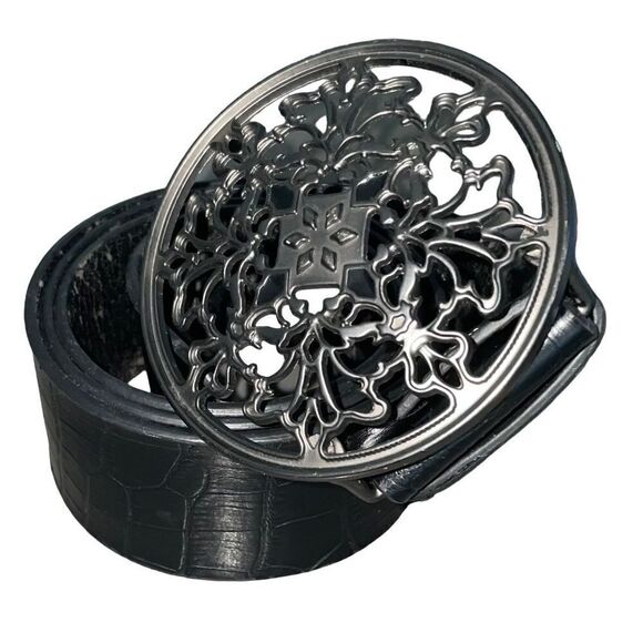 Vintage Gothic Buckle Crocodile Embossed Belt - Picture 13 of 13